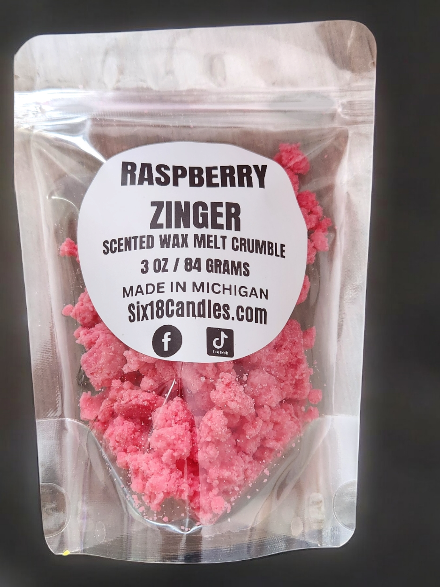 Raspberry Zinger Wax Crumble 3oz – Sweet, Fruity & Tart Scent Inspired by Hostess